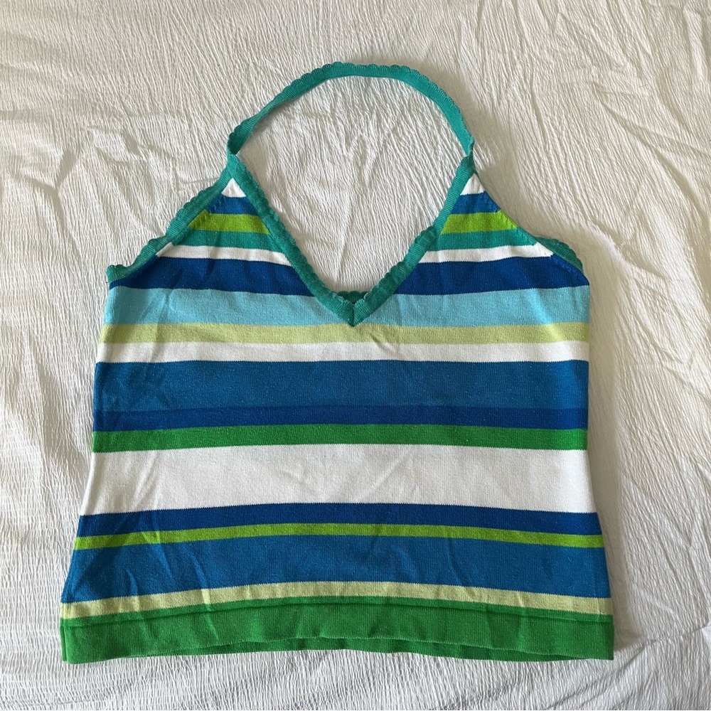 Lilly Pulitzer Vintage Y2K Style Vibrant Blue and Green Halter Top